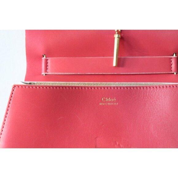 Chloé Medium Pink White Drew Crossbody Bag Chain Strap Leather Flap Bag $1850 - Picture 9 of 11